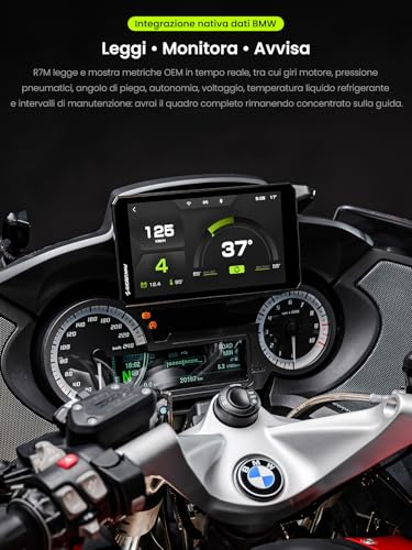 RiderNav R7M 7" Wireless CarPlay and Android Car for BMW Motorcycles - Native Control Wonder Wheel Action Camera | Real-Time Data Reading (TPMS/RPM) | OTA Upgrades | IP69K GPS | Nav Prep