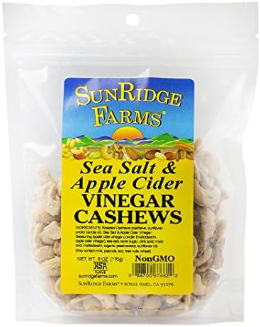 SunRidge Farms Sea Salt and Apple Cider Vinegar Cashews, 6 Ounce (Pack of 12)