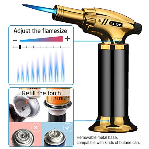 image for LLOP Blow Torch,Flame Adjustable Butane Refillable Culinary Torchs Lig