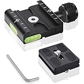 UTEBIT 50mm Arca Swiss Quick Release Plate, with 3/8"&amp;1/4" Screw, Black | Aluminum QR Clamp Adapter Set, Built-in Bubble Level Compatible with Manfrotto DSLR Camera Tripod Ball Head Monopod