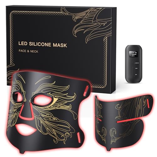 LED Light Therapy Mask for Face & Neck, Red Light Therapy Mask with 7 Led Modes, Red Light Therapy Mask with 324 LEDs & 20 Mins Timer, Led Face Mask Light Therapy for Skincare