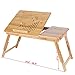 SONGMICS 100% Bamboo Adjustable Laptop Desk/Table Breakfast Serving Bed Tray w' Tilting Top Drawer ULLD002