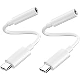 NICE BUDDY USB-C to 3.5mm Audio Adapter | White 2-pack, compatible with iPhone 16/15, Samsung S24/S23/S22, iPad, Pixel, etc. Perfect for car/gaming/music.