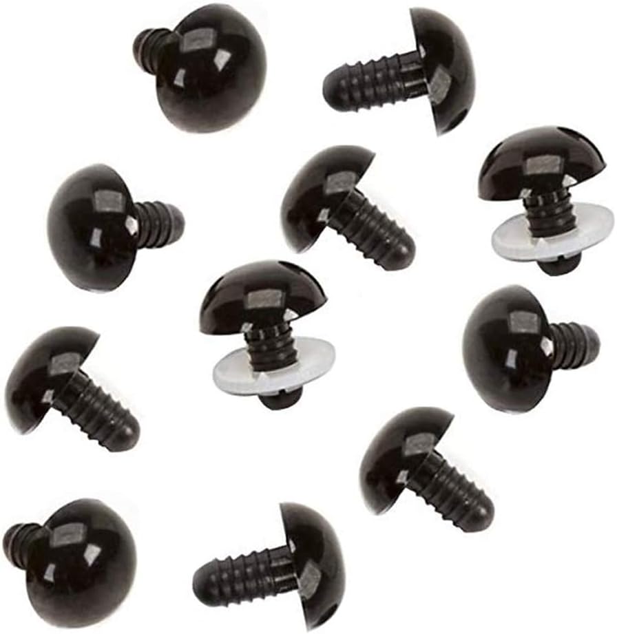 Bamboopack 50Pcs 15mm Black Plastic Safety Eyes with Washers for Crafts