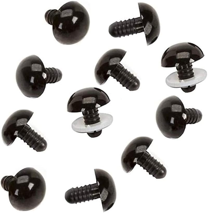 Bamboopack 50Pcs 15mm Black Plastic Safety Eyes with Washers for Crafts