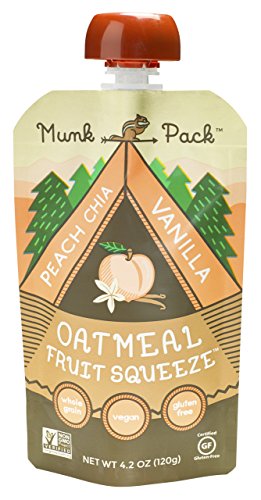 Munk Pack Oatmeal Fruit Squeeze | Peach Chia Vanilla, Ready-to-Eat Oatmeal On The Go, 4.2 oz, 6 Pack