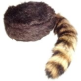 Davy Crockett or Daniel Boon Style CoonSkin Hat Cap with Real Tail Size Large to X Large