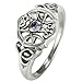 Dryad Design Sterling Silver Heart Pentacle Ring with Natural Amethyst Size 6