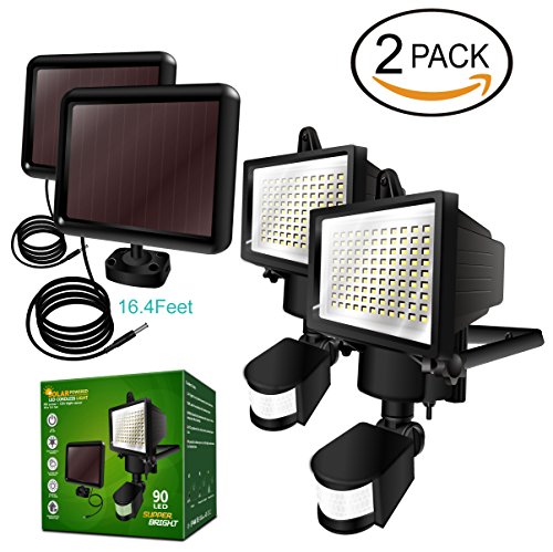 ANKO 90 LED Solar Lights Outdoor Solar Powered Motion Waterproof Security Sensor Light With Three Control Dials LUX, SENS, TIME. Suitable for Patio, Deck, Yard, Garden, Driveway, etc. (2 PACK)