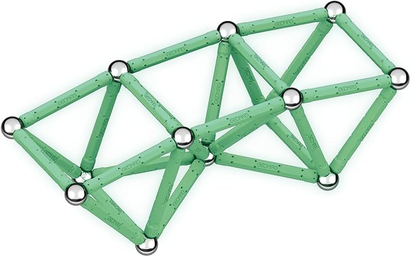 , Glow Recycled, Costruzioni Magnetiche Effetto Glow, Barrette Magnetiche che si Illuminano al Buio, Confezione da 60 Pezzi, Plastica 100% Riciclata