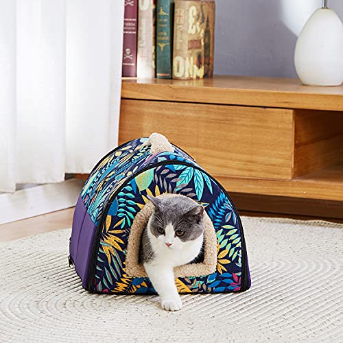 Cat Beds for Indoor Cats, Cat House Cat Tent Bed Cat Cave for Indoor Cats Clearance Self Warming 2 in 1 Foldable Cozy Cats Small Pets Puppy Kittens Bed Tent Soft Removable Washable Cushioned Pillow