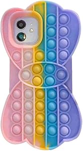Simple Sensory Fidget Toy Push pop-up Bubbles Fidget Stress Relief Toy iPhone 11(6.1 inch) Mobile Phone case Fidget Anti-Stress Toy Cover, Simple Gift for All Ages (Butterfly)