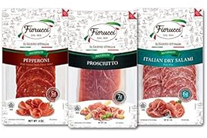 Fiorucci Italian Antipasti Sampler Pack, Pepperoni, Prosciutto and Salami, Gluten Free, 11 Oz (Pack of 1)