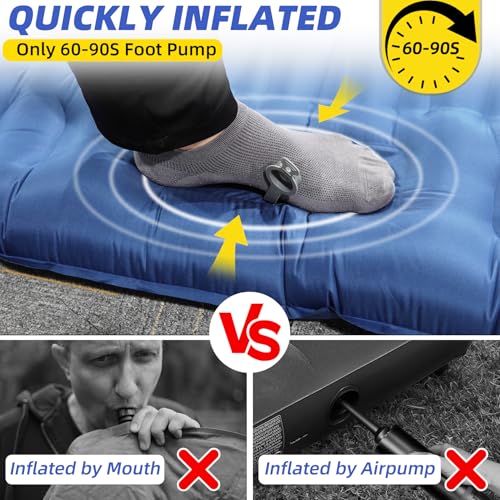 futrue-wolker Inflatable Sleeping Mat (Foot Pump), 83 cm Ultra Wide Sleeping Mat, Air Mattress, Camping, 13 cm Thickened Inflatable Mattress for Hiking, Sunbathing, Cycling Tents