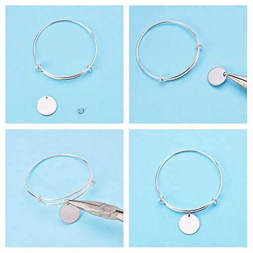BENECREAT 144PCS Stainless Steel Blank Stamping Tag Mixed Shape Charm Pendants and 80PCS Jump Rings for Bracelet Necklace Earring Making
