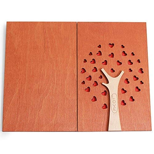Handmade Real Wood Love Card with Stand, best Wooden Gift for Wedding Anniversary Valentine\'s Day Happy Birthday cute Present for Him Boyfriend Men Husband or Her Girlfriend Women Wife. Family Tree.