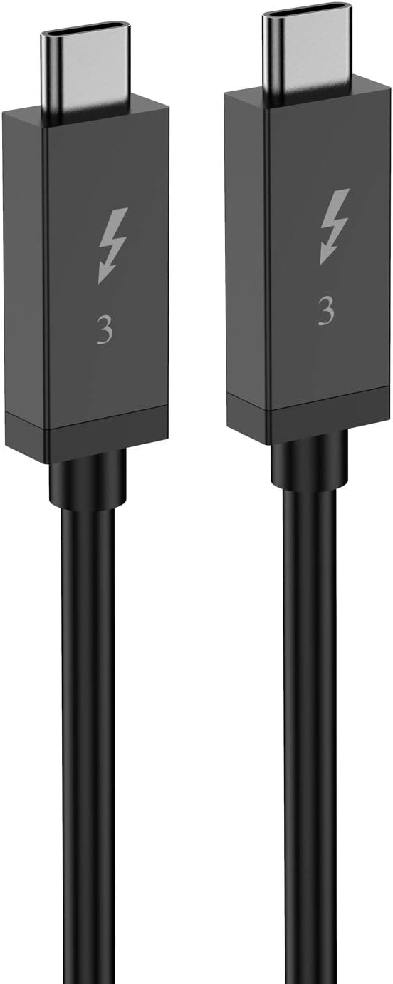 Thunderbolt 3 Cable 40Gbps 5A/100W USB C Cord 1.65ft (0.5m) Super Fast Data Transfer for Docks, Display, Data Storage, MacBook Pro, Dell Latitude 12 5290 2-in-1, etc
