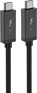 Thunderbolt 3 Cable 40Gbps 5A/100W USB C Cord 1.65ft (0.5m) Super Fast Data Transfer for Docks, Display, Data Storage, MacBook Pro, Dell Latitude 12 5290 2-in-1, etc