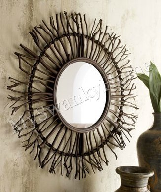 Extra Large Birch Branch Wood Sunburst Wall Mirror