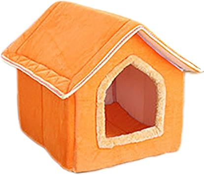 Amazon ペットベッド ハウス 猫 ベッド ハウス Sサイズ 猫 犬 ペット ベッド 冬 ハウス おしゃれ かわいい ベット あったかグッズ ペットベッド 猫 犬 S ベッド ハウス ペットハウス 冬用 32 35 34 保温布団 オレンジ ハウス おしゃれ かわいい