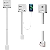 Electrical Outlet Extender Stick, 180° Rotating Surge Protector Power Strip, Featured 3 AC and 4 USB Ports, Multi Plug Wall O