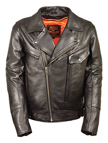 Milwaukee Leather Men's Motorcycle Jacket with Utility Pocket (Black, Small)