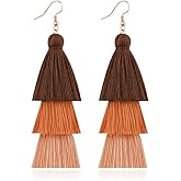 DIYANMMY 3 Tier Layered Colorful Tassel Earrings Bohemian Big Dangle Drop Fashion Jewelry Earrings for Women Valentine Birthday Party.