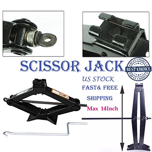 Scissor Jacks 2 Tonne with Chromed Crank Speed Handle Wind Up Lift Jack