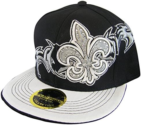 Fleur De Lis Men's Adjustable Snapback Baseball Cap (Black/White)