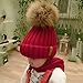 FURTALK Unisex Parent Child Hat Warmer Kids Girls Boys Beanie Bubble Fur Pom Pom Hat Winter Hat