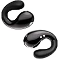 Open Ear Clip On Headphones Bluetooth 5.3 Wireless Earbuds 4 HD Mic with 50 Hours Reproduction LED Display Charging Case, 2024 New Air Conduction Headphones, IPX7 Waterproof Sport Ear Buds, Black