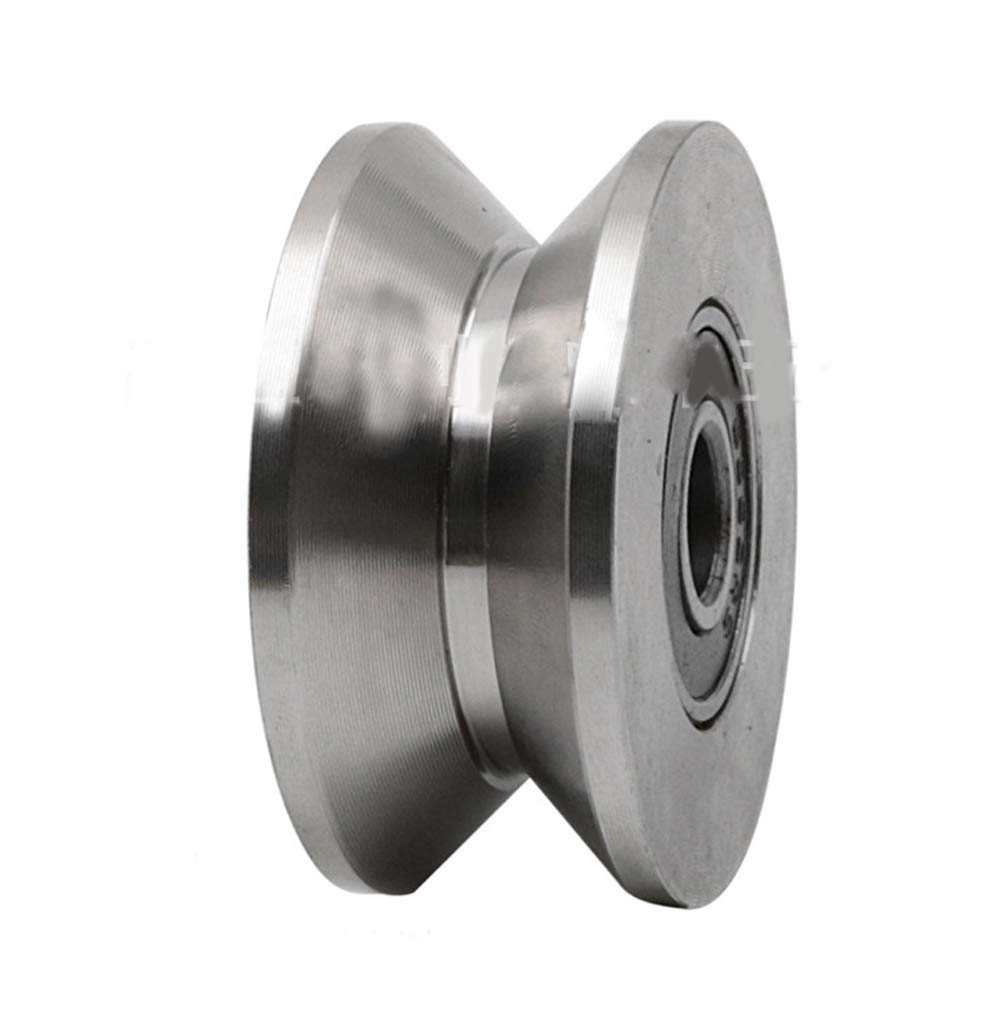 Chiloskit Heavy Duty Door Wheel 2.7 inch 304 Stainless Steel Sliding Gate Roller Wheel Bearing V Groove Guide Pulley Track Rail Rigid Caster Wheel for Lifting Swing Sliding Gate