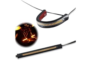 GTINTHEBOX 2PC Flexible Amber LED Fork Turn Signal DRL Daytime Running Light Waterproof Adjustable Stips Bars kit Universal Fit Motorcycle Bike
