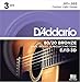 D'Addario Acoustic Guitar Strings, 80/20 Bronze, EJ13-3D, Custom Light Gauge 11-52, 6-String Set, Pack of 3