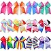 Myamy 7.5 in Large Rainbow Cheer Hair Bows Cheerleading Elastic Pony Tail For Teens Girls Kids 12pcs