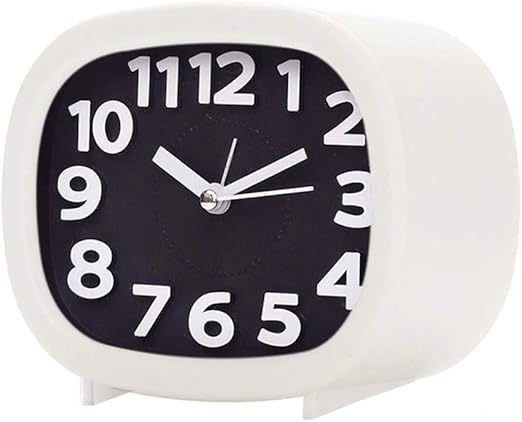 Amazon Com Zdtxkj Silent Table Alarm Clock With Nightlight Lazy People Mute Clock Nightstand Bedside Alarm Black And White Kitchen Dining