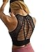 Hopgo Racerback Sports Bras for Women High Impact Gym Running Yoga Bra Longline Athletic Workout Tops Black