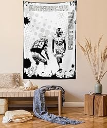 Ambesonne Sports Tapestry, Grungy American Football