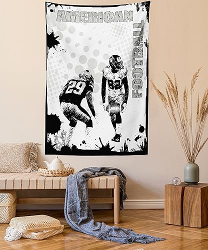 Ambesonne Sports Tapestry, Grungy American Football