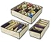 Ziz Home Closet Underwear Organizer, 4 Pack, Beige | Collapsible Foldable Cloth Storage Box, Dresser Drawer Divider Set, Cube Basket Bins Containers for Lingerie, Clothes, Bras, Socks, Ties, Scarves