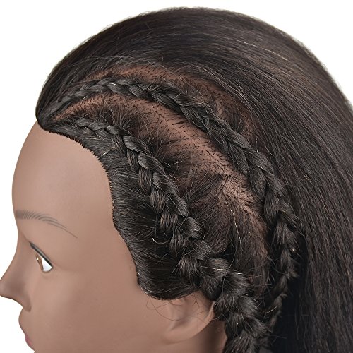 Afro Mannequin Head 100% Real Hair Hairdresser Training Head Manikin Cosmetology Doll Head (Table Clamp Stand Included)