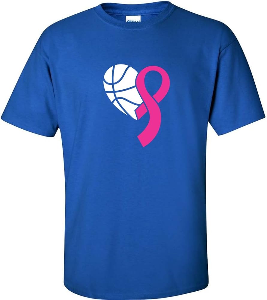 Amazon.com: Breast Cancer Basketball Heart Ribbon Tee Mens T-Shirt: Clothing