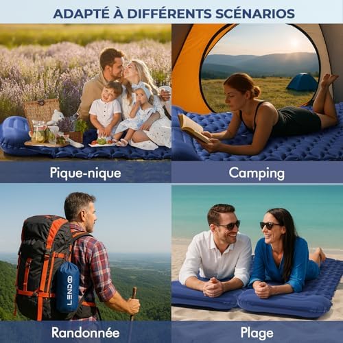 Matelas de Camping, Tapis de Camp Gonflable 195cm*60cm