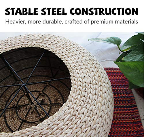 JOYBASE Straw Flat Seat Cushion, Handmade Floor Pouf Mat, Ottoman Footstool for Meditation, Zen, Yoga Practice or Buddha (23.6 x 7.1in)