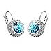 T400 Crystal Round Drop Earrings Lever Back Gift for Women Dangle Earrings