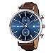 June & Ed Men's Wrist Watch Leather Band Casual Classic Quartz Watch with Sapphire Crystal Dial Window and Date / Chronograph / Waterproof Function - W0021