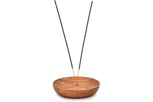 EDHAS Acacia Wood Round Incense Holder and Ash Catcher for Home Décor, Home,Office,Club, Aromatherapy (5" x 5" x 1")