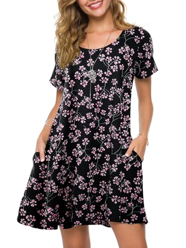 ZENNILO Plus Size Casual T Shirt Dresses for Women Flowy Swing Tunic Dress Pockets at Amazon
