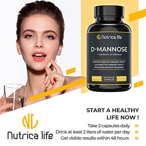 Nutrica Life D Mannose 1000mg Capsules, Potent DMannose & Cranberry