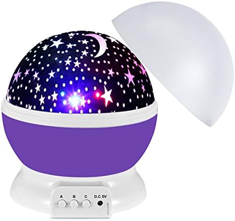 Star Projector Star Sky Night Lamp Night Lights for Kids 360 Degree Rotation 4 LED Beads With USB Cable(purple)